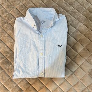 Boys Vineyard Vines Light Blue & White Pinstripe Button-Down Shirt